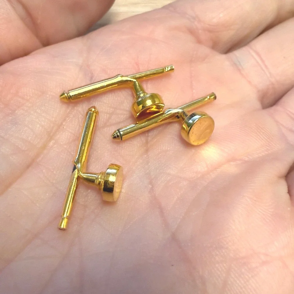 Vintage WB Gold Tone Round Cufflinks and Shirt Studs Set 5pc Formal Tuxedo Mens‎